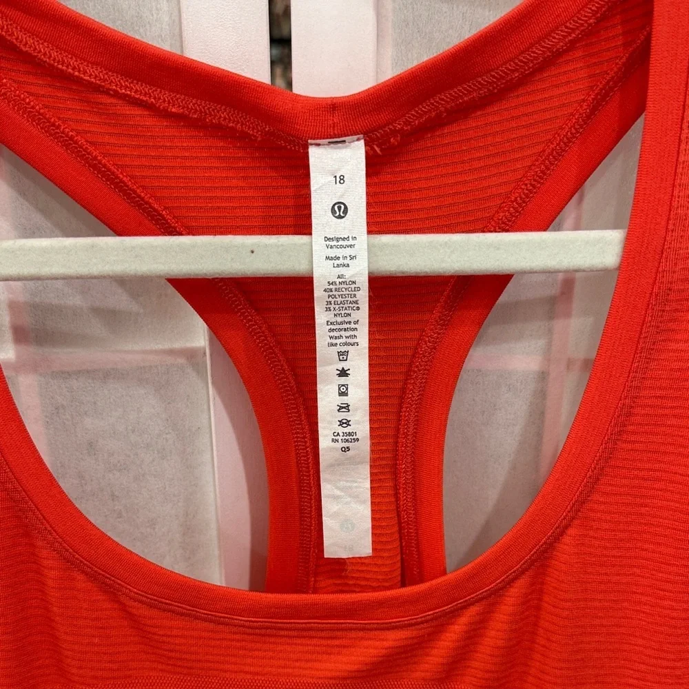 Lululemon Swiftly Tech Racerback Tank Size 18 Coral/Orange